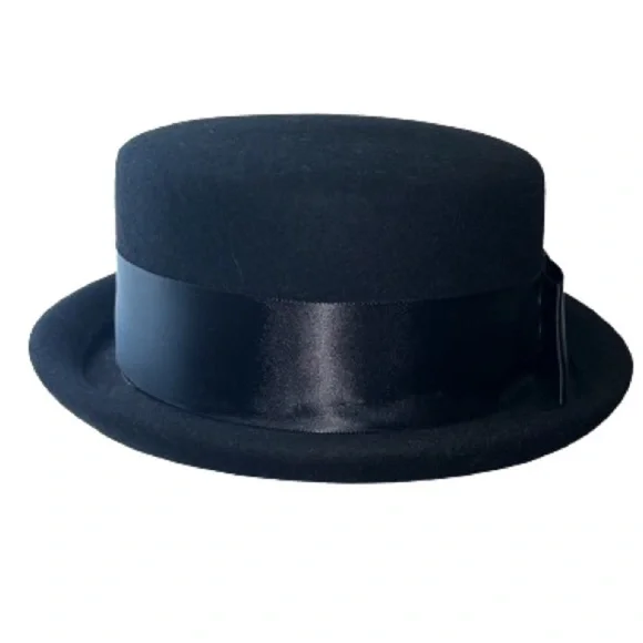 Betmar black wool ascot hat with satin black bow